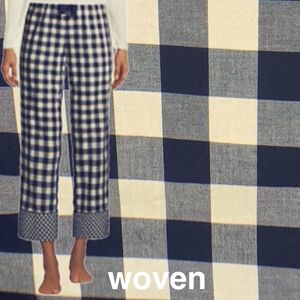 LANDSEND x Draper James Women's 100% Cotton Poplin Gingham Pajama Crop Pants